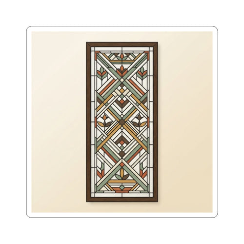 Art Deco Geometric Sticker — Vintage Stained-Glass Pattern Kiss-Cut Sticker