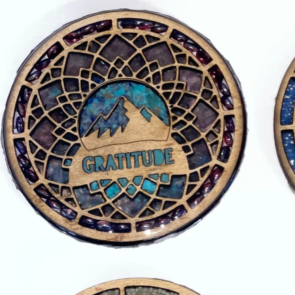 Single gemstone inlay coaster, real crushed stone