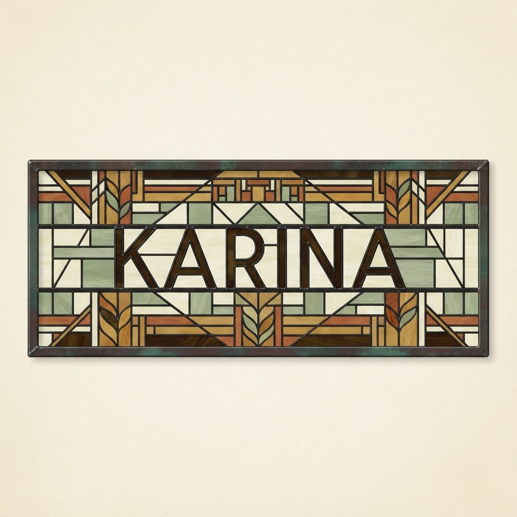 Prairie stained-glass style KARINA name plate
