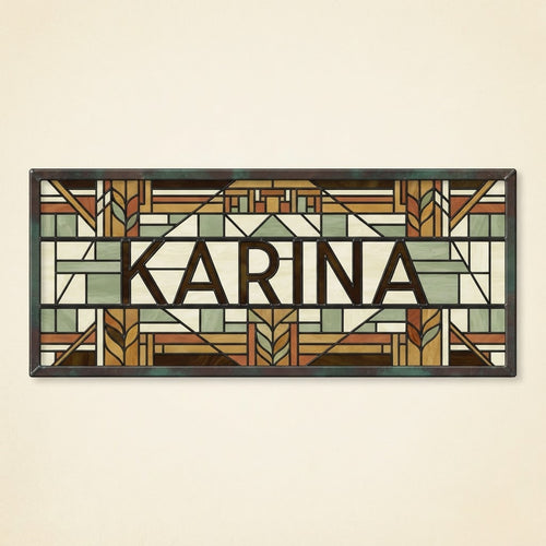 Prairie stained-glass style KARINA name plate