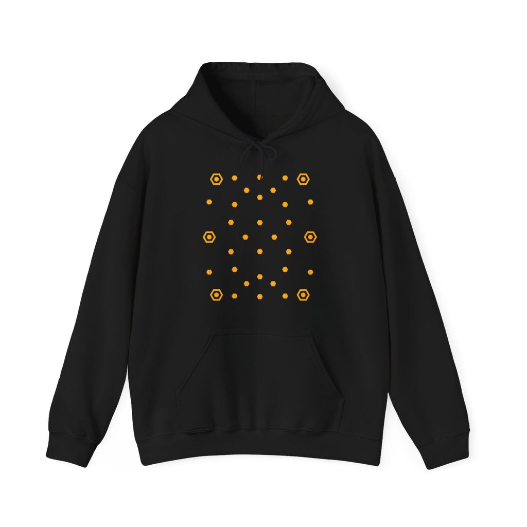 Boosted hex pad map hoodie, black, front