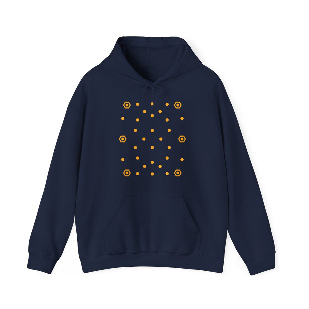 Boosted hex pad map hoodie, navy, front
