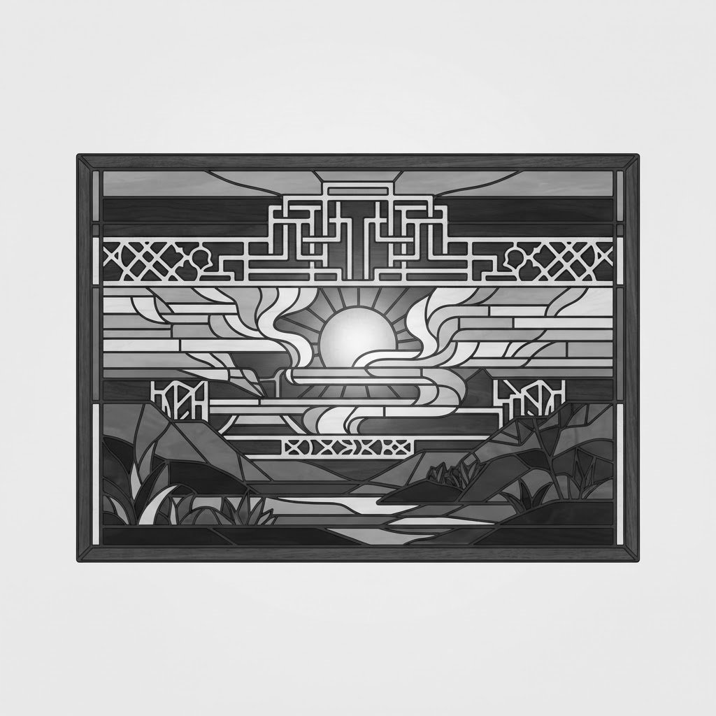 Canyon Dawn engraving study, grey counterpart