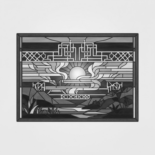 Canyon Dawn engraving study, grey counterpart