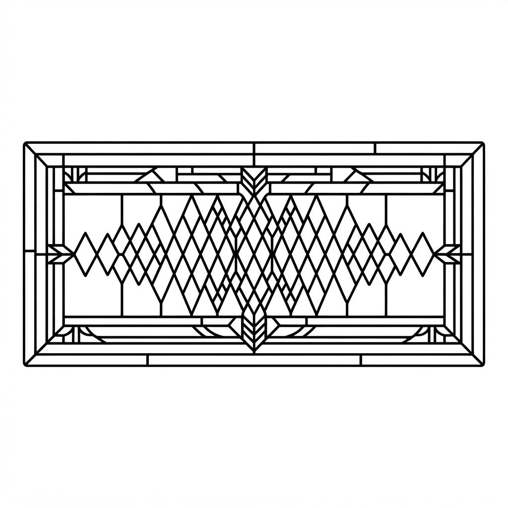 Staccato Lattice engraving line art, black and white counterpart