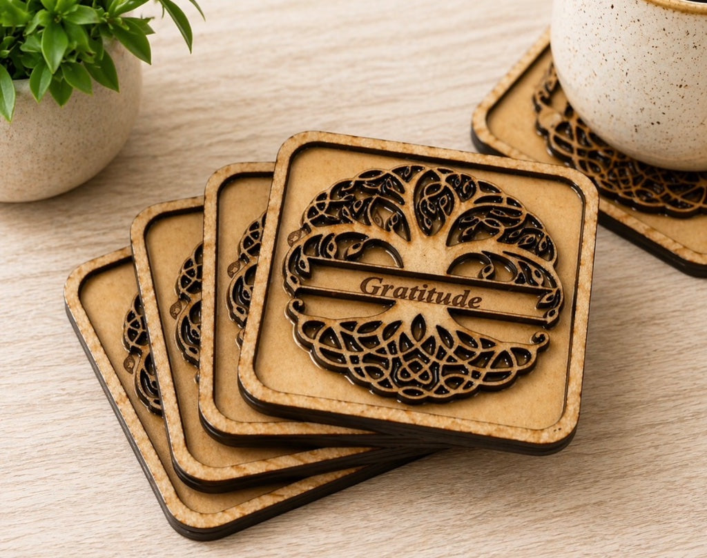 Handmade wood inlay coasters by Daly Creation