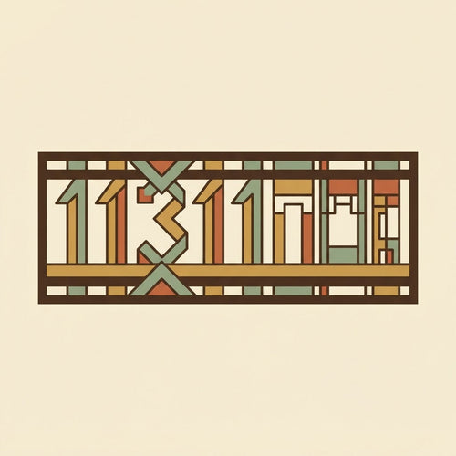 Design rendering — Prairie-style wood name plate shown in an interior